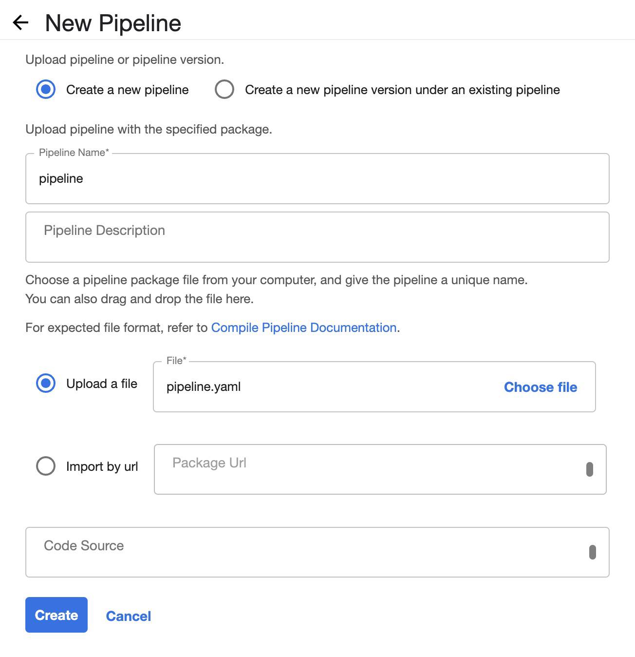 Upload Pipeline YAML