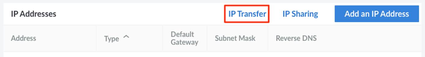 IP Transfer button IP Transfer button